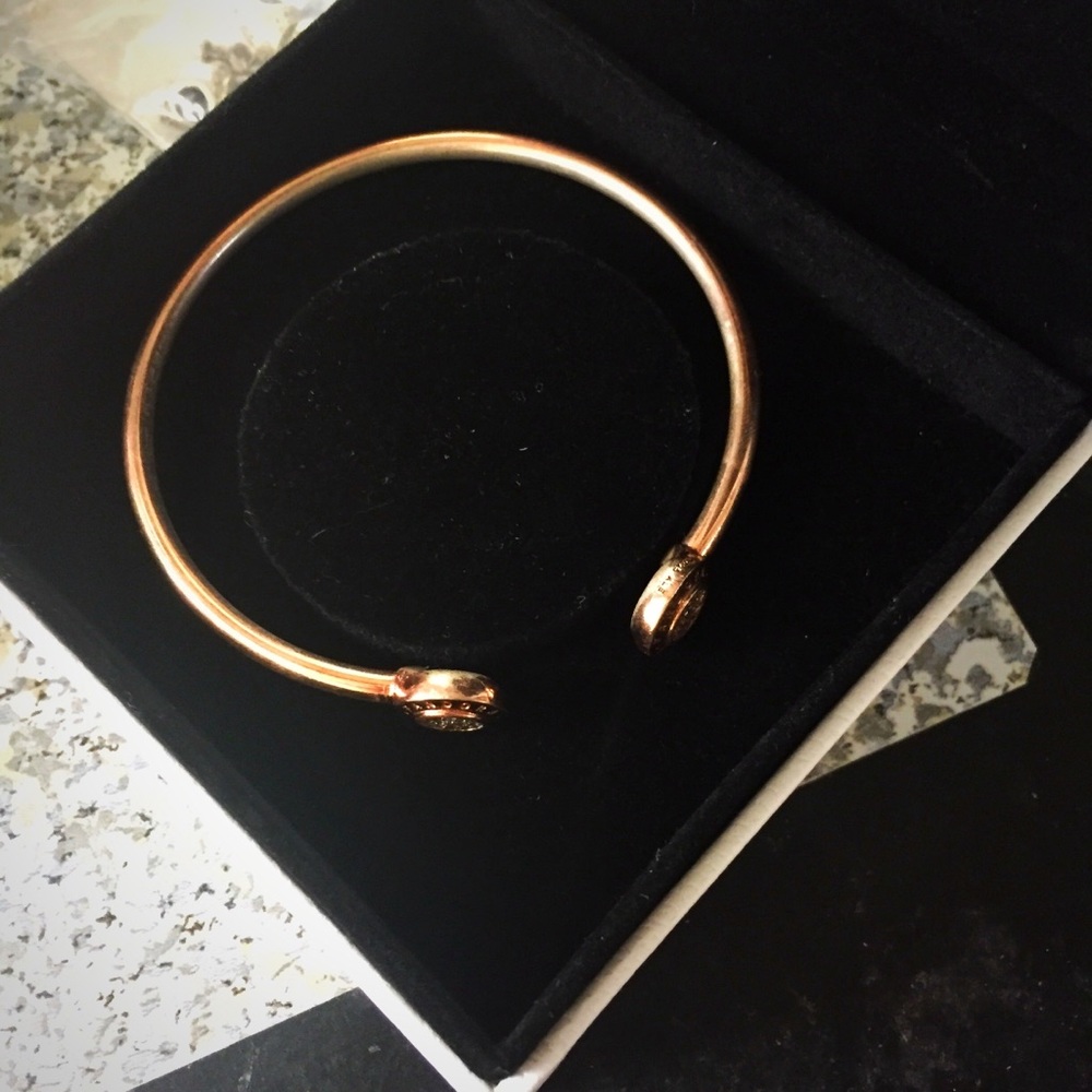 EUC PANDORA ROSE GOLD CUFF WITH DIAMOND ACCENTS - Picture 7 of 8